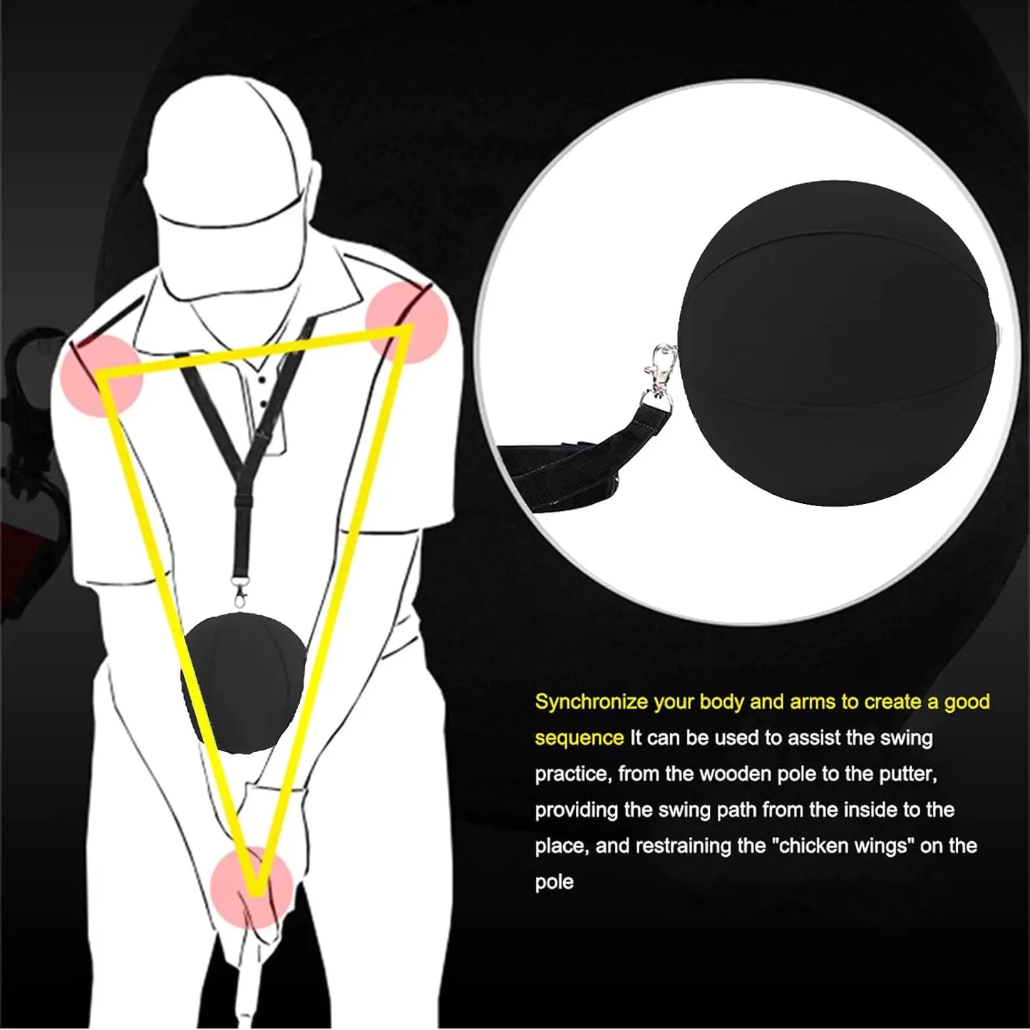 Golf Swing Training Aid Set – Arm Band, Smart Impact Ball & Pump for Posture Correction