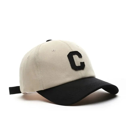 Unisex Baseball Cap – Fashion Letter C Patch, Color Block Design, Summer Sun Visor Hat for Men & Women