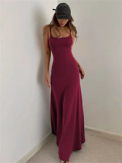Woman's Sexy Sleeveless Bodycon Dress: Spring/Summer Spaghetti Strap Split Sheath Style - Vestidos SS161