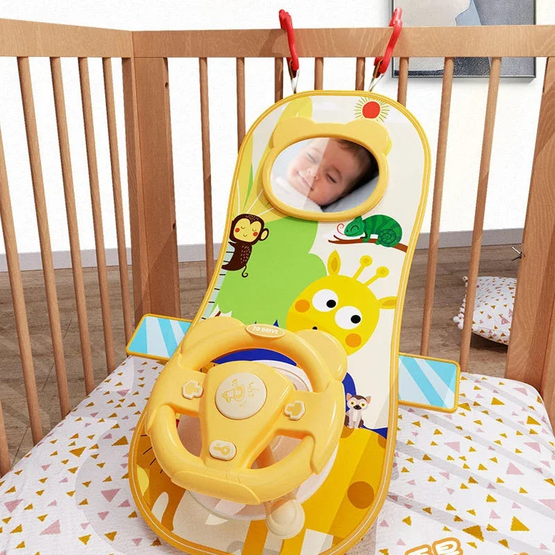 Kids Electric Copilot Steering Wheel Toy – Musical Simulated Driving Car Seat Educational Sound Toy