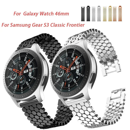 22mm/20mm Stainless Steel Strap for Samsung Galaxy Watch 3, Gear S3, Active 2 & Huawei/Amazfit Watch Bracelet