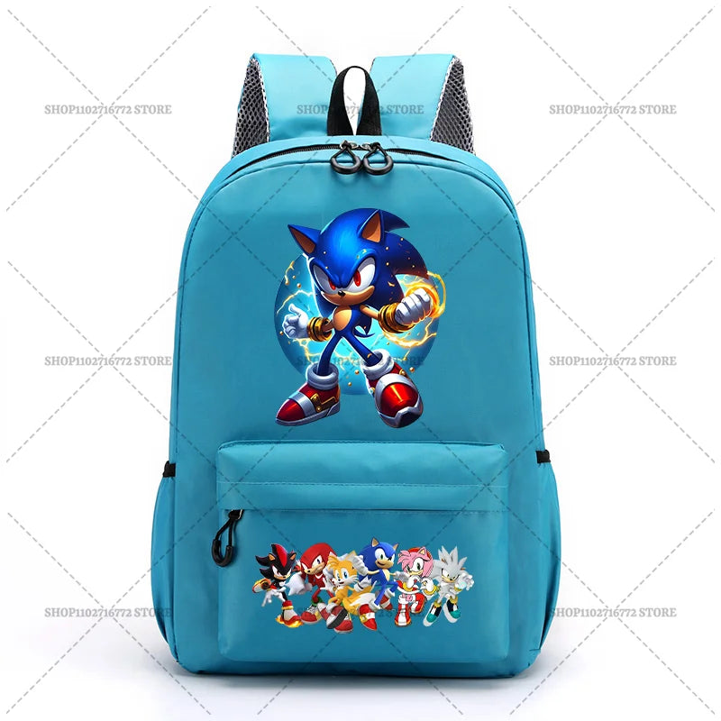 Cartoon Sonic Backpack — School Bag for Kids & Teens Featuring Amy, Rose & Shadow Characters, Perfect Gift for Boys