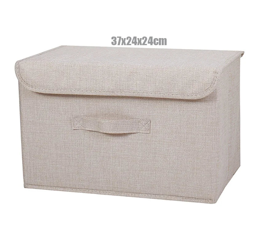 Washable Cotton Linen Folding Storage Box – CD, Toy & Laundry Organizer with Lid