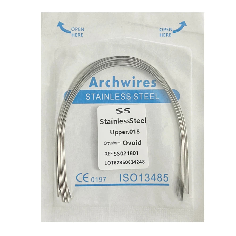 10PCS Dental Orthodontic Arch Wire Set - Stainless Steel Round & Rectangular Dentist Ovoid Form Material