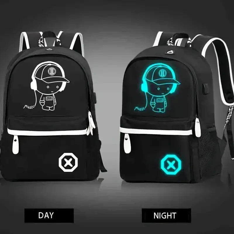 Children's Luminous Anime Backpack - Waterproof School Bag for Boys and Girls with USB Charging, Ideal Gift for Kids