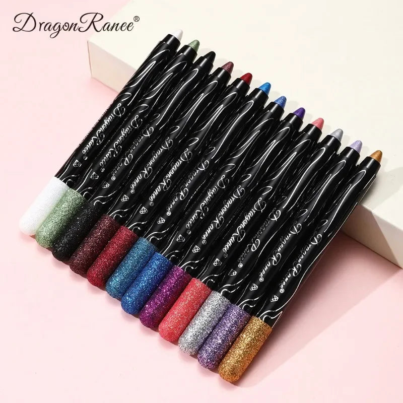 Shiny Pearlescent Highlighter Eyeshadow Pencil – Waterproof Glitter Eyeliner Gel Pen for Long-Lasting Makeup