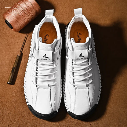 2024 Handmade Leather Casual Men’s Shoes - Breathable Sneakers & Ankle Boots for Outdoor Wear