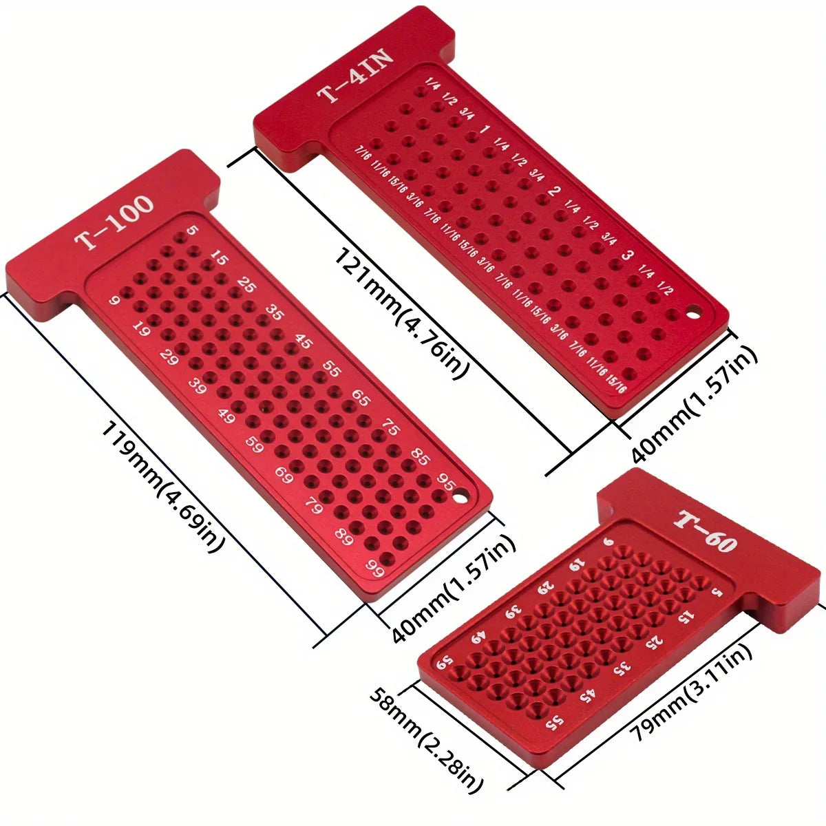 Woodworking Scribe T-Square Ruler – Metric/Inch Aluminum Line Drawing Gauge, Right Angle Protractor for Carpenter Layout
