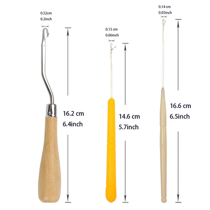 9-Piece Bent Latch Hook Set – Crochet Needles for Dreadlocks, Braiding, Hair Extensions
