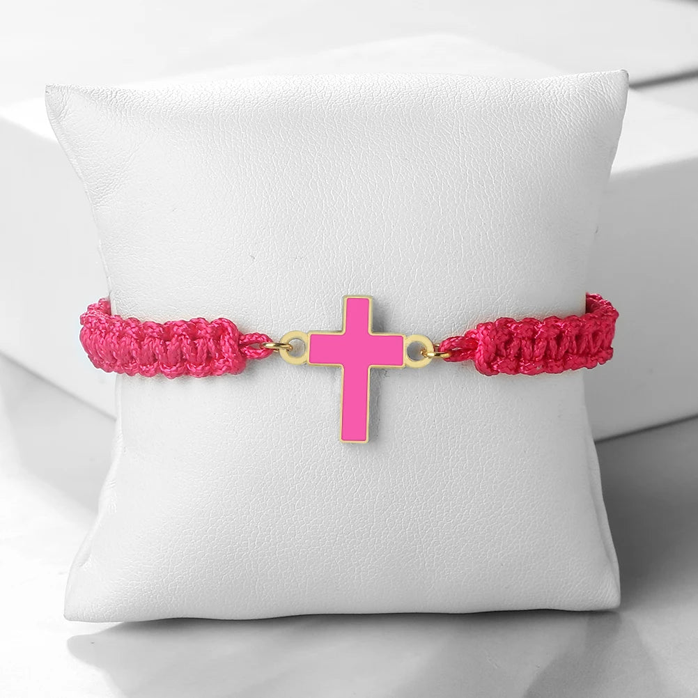 Jesus Cross Braided Bracelet - Handmade Christian Faith Friendship Bangle Jewelry Gift for Women & Men