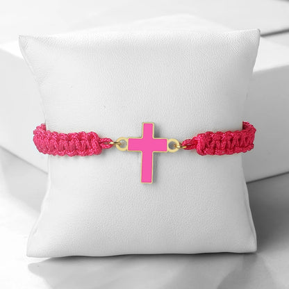 Jesus Cross Braided Bracelet - Handmade Christian Faith Friendship Bangle Jewelry Gift for Women & Men