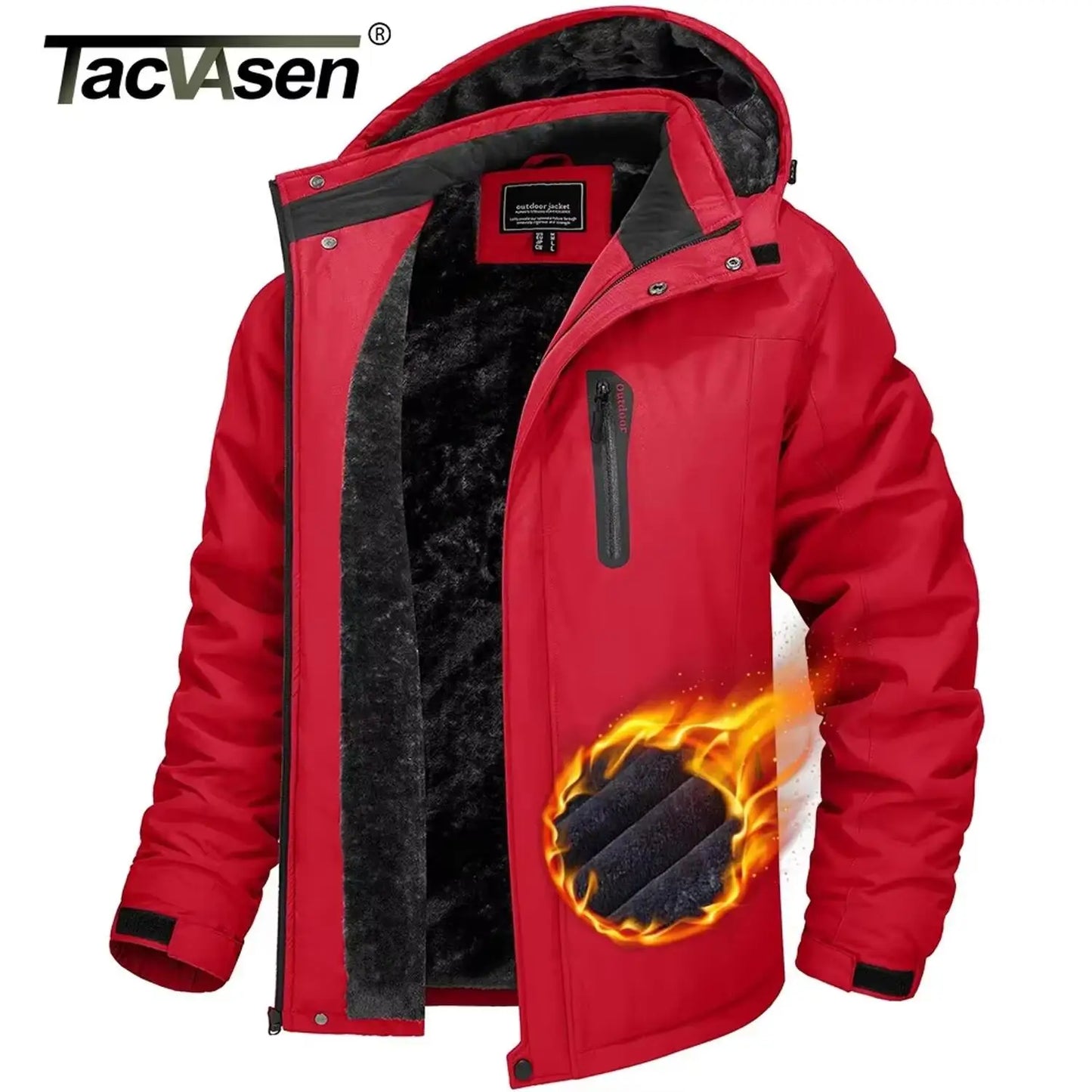 TACVASEN Winter Fleece Jacket for Men - Waterproof Hiking Skiing Outdoor Trekking Windbreaker Parka