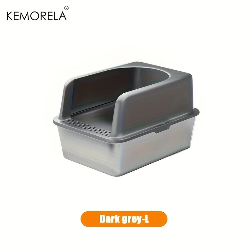 XL 60/50cm Stainless Steel Cat Litter Box with Lid – High Side, Odor-Resistant Large Litter Box for All Cat Sizes