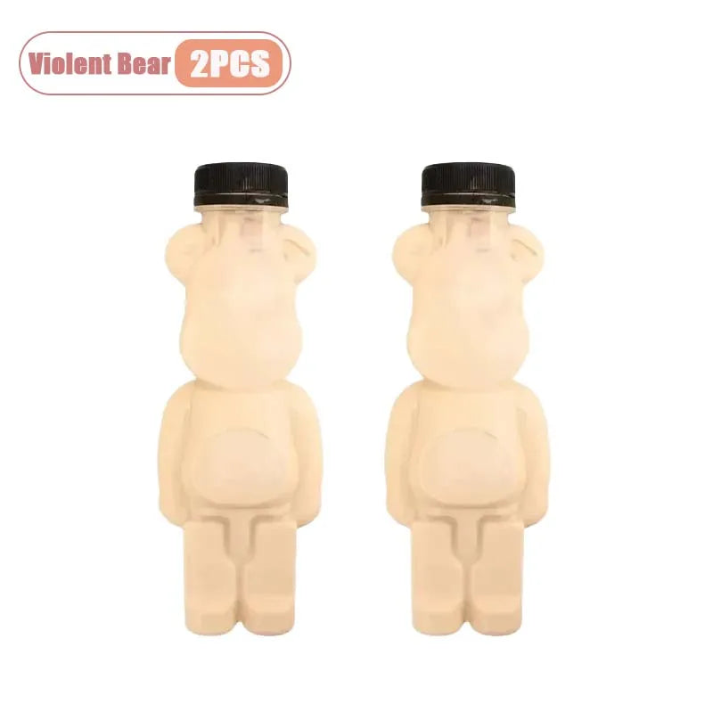 1-10PCS 500ml Cartoon Bear Portable Bottles – Cute Transparent Drink Containers for Bubble Tea, Juice & Party Supplies