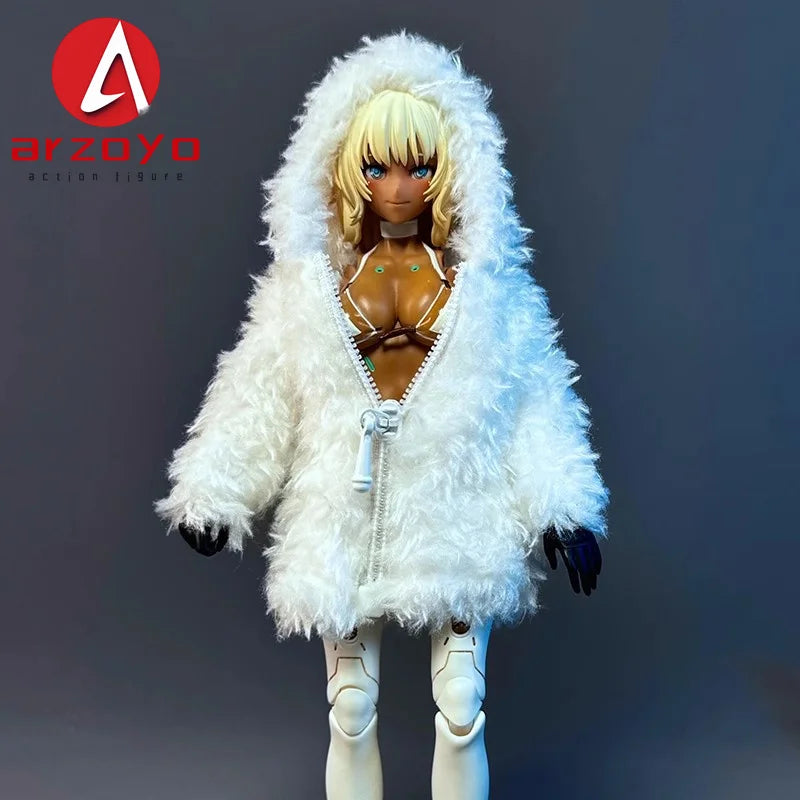 MW121 1/12 Scale Rabbit Girl Plush Coat – Cute Solid Coat for 6" Ob11, Azone, Figma & Romankey Action Figures