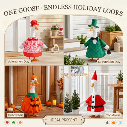23-Inch Porch Goose Outfit - Seasonal Skirt, Hat & Clothes for Lawn Goose Statue Decoration