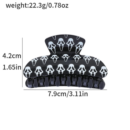 Skull Pattern Hair Claw | Red & Black Multi-Functional Hair Accessory