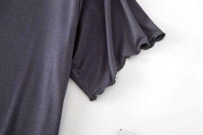 Women’s Modal Short-Sleeve Night Dress – Mid-Length Cotton Sleep Top with Buttons, Plus Size Pajamas