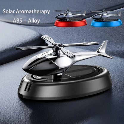 Solar-Powered Rotation Helicopter Car Air Freshener – Alloy + ABS Wooden Aromatherapy Aroma Diffuser