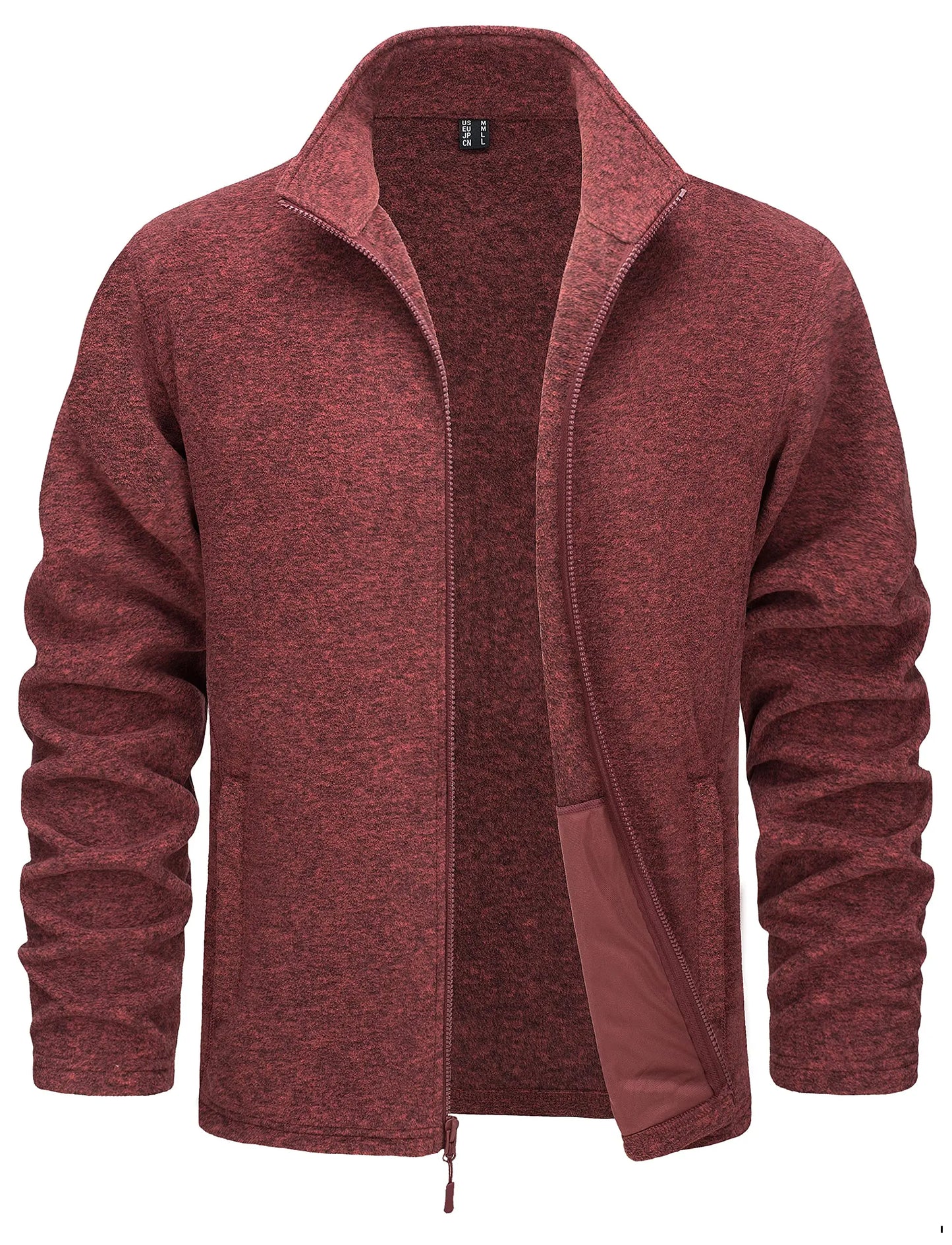 TACVASEN Men’s Lightweight Fleece Jacket - Full Zip Spring Casual Outdoor Sportswear with Pockets & Stand Collar