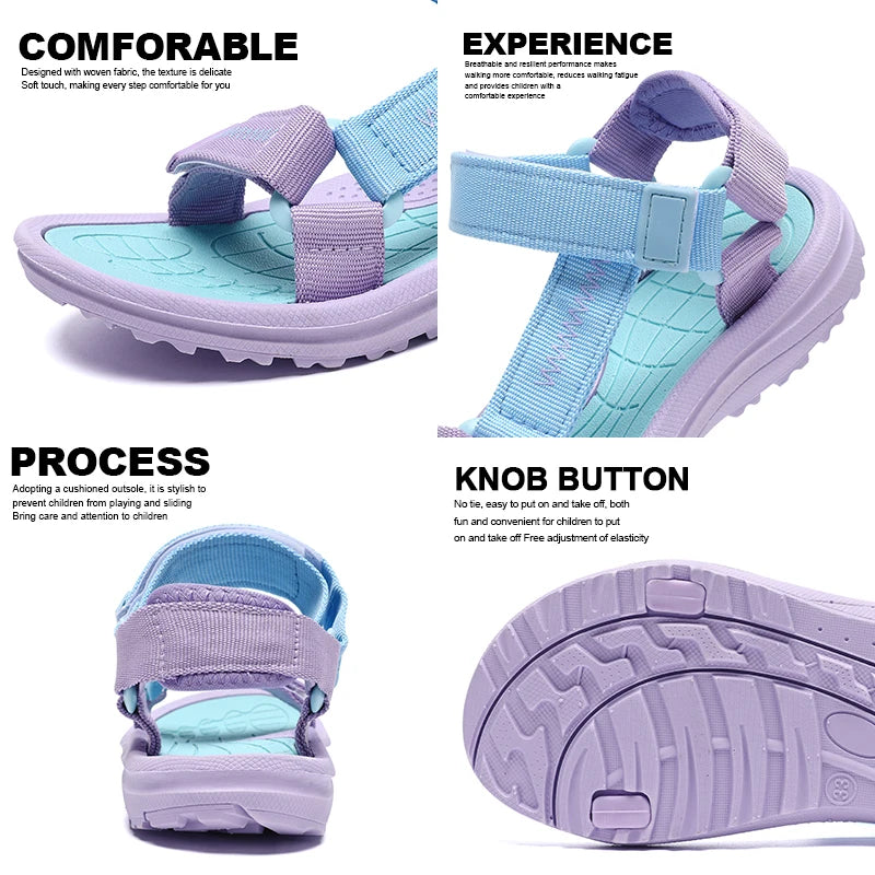 Kids Breathable Summer Sandals – Boys & Girls Outdoor Beach Open-Toe Sport Walking Shoes Size 30-38 Comfortable Footwear