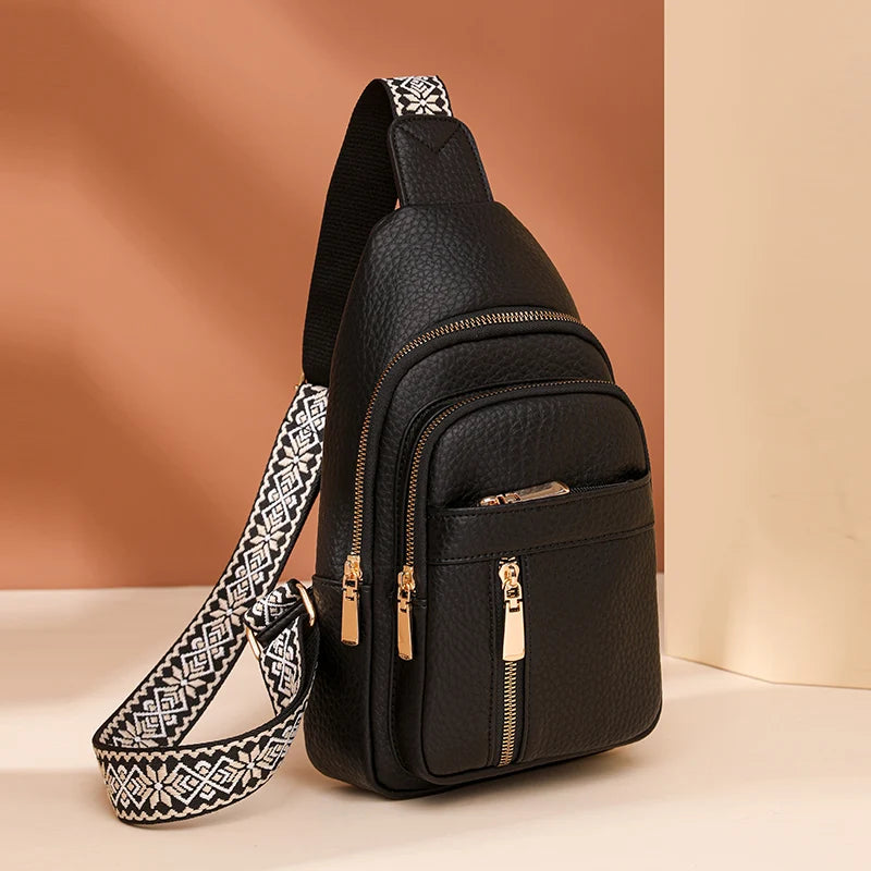 2024 New Women's PU Leather Chest Bag – Fashion Crossbody Shoulder Bag, High-Quality Casual Sac à Main