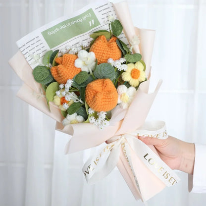 Knitted Sunflower Bouquet — Handmade Crochet Flowers for Valentine, Mother’s Day & Birthday Gifts