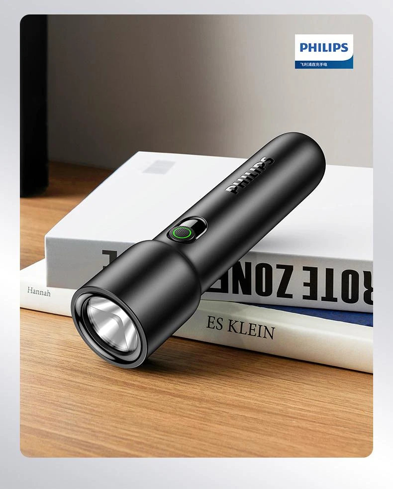 Philips 2025 New EDC Portable Rechargeable LED Flashlight – Self Defense, Camping & Hiking Tool