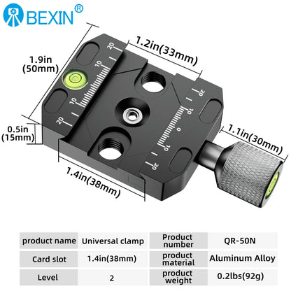 BEXIN Aluminum Arca-Swiss Quick Release Clamp – 50/70/90/110mm Tripod Ball Head Mount for Camera & Monopod Support