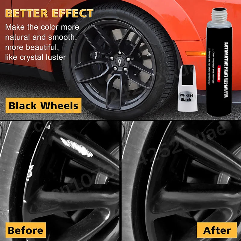 Automotive Wheel Touch-Up Paint Pen – Gloss, Matte Black & Silver/Grey Car Repair Accessory