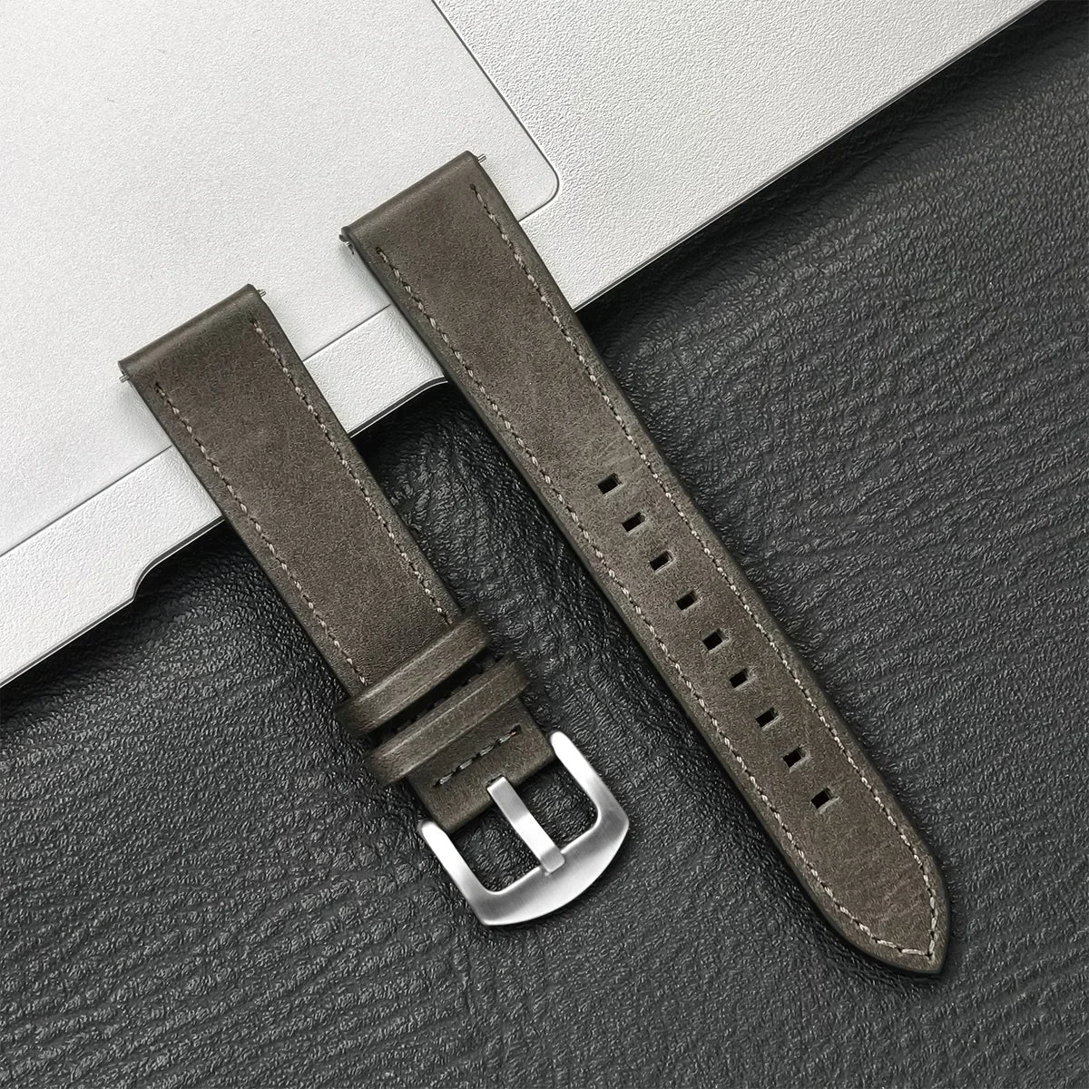 Leather Watch Strap 20mm/22mm - Vintage Replacement Band for Samsung Galaxy Watch 7/6/5/4 and Xiaomi Redmi Watch 3 Lite/Active