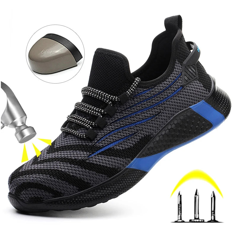 Men’s Safety Work Shoes – Lightweight Indestructible Sneakers with Anti-Puncture Protection, Durable Work Boots for Industrial & Construction Use