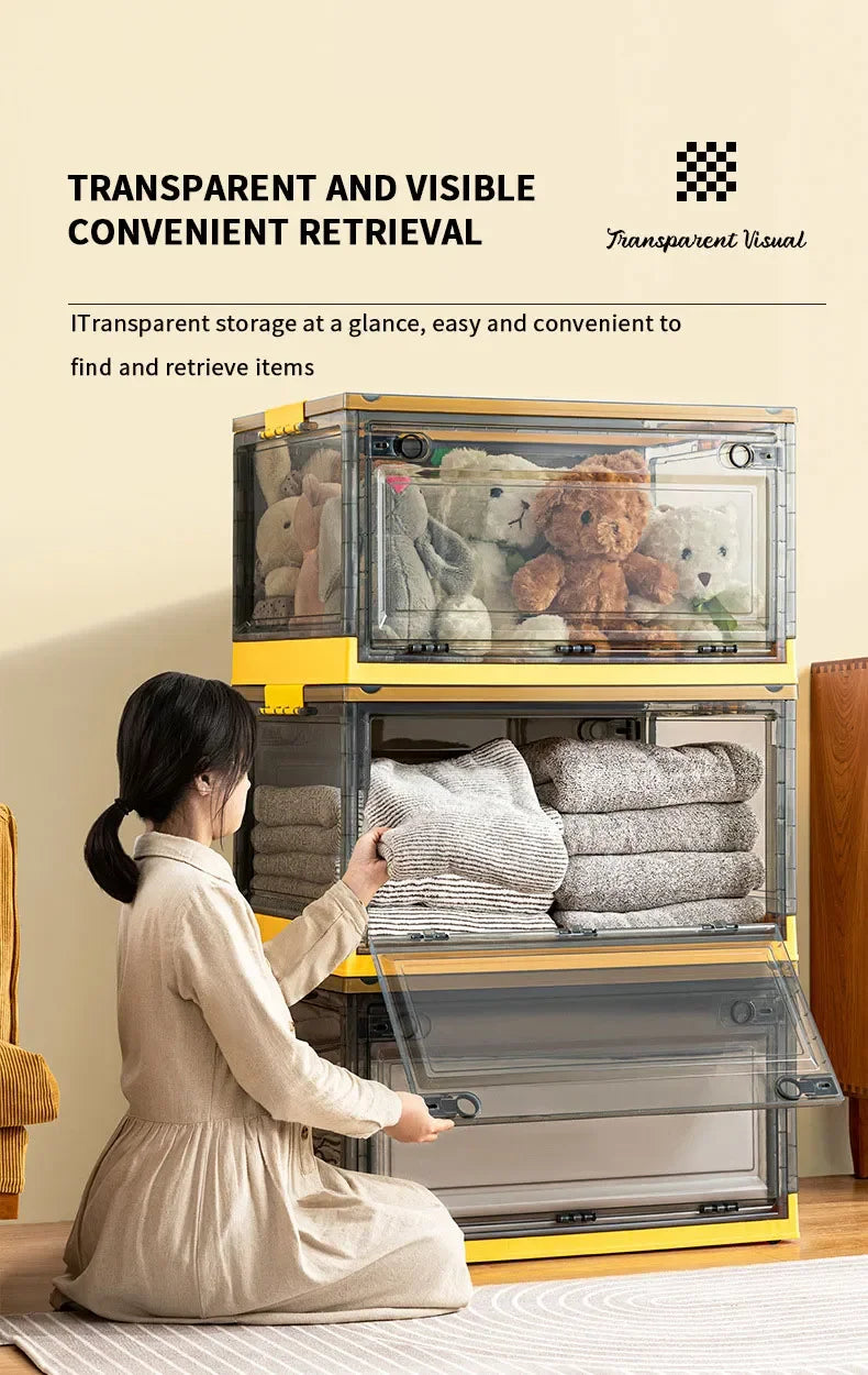 Foldable Transparent Storage Trunk — Large Capacity Plastic Organizer Box for Home, Wardrobe, and Clothes Storage