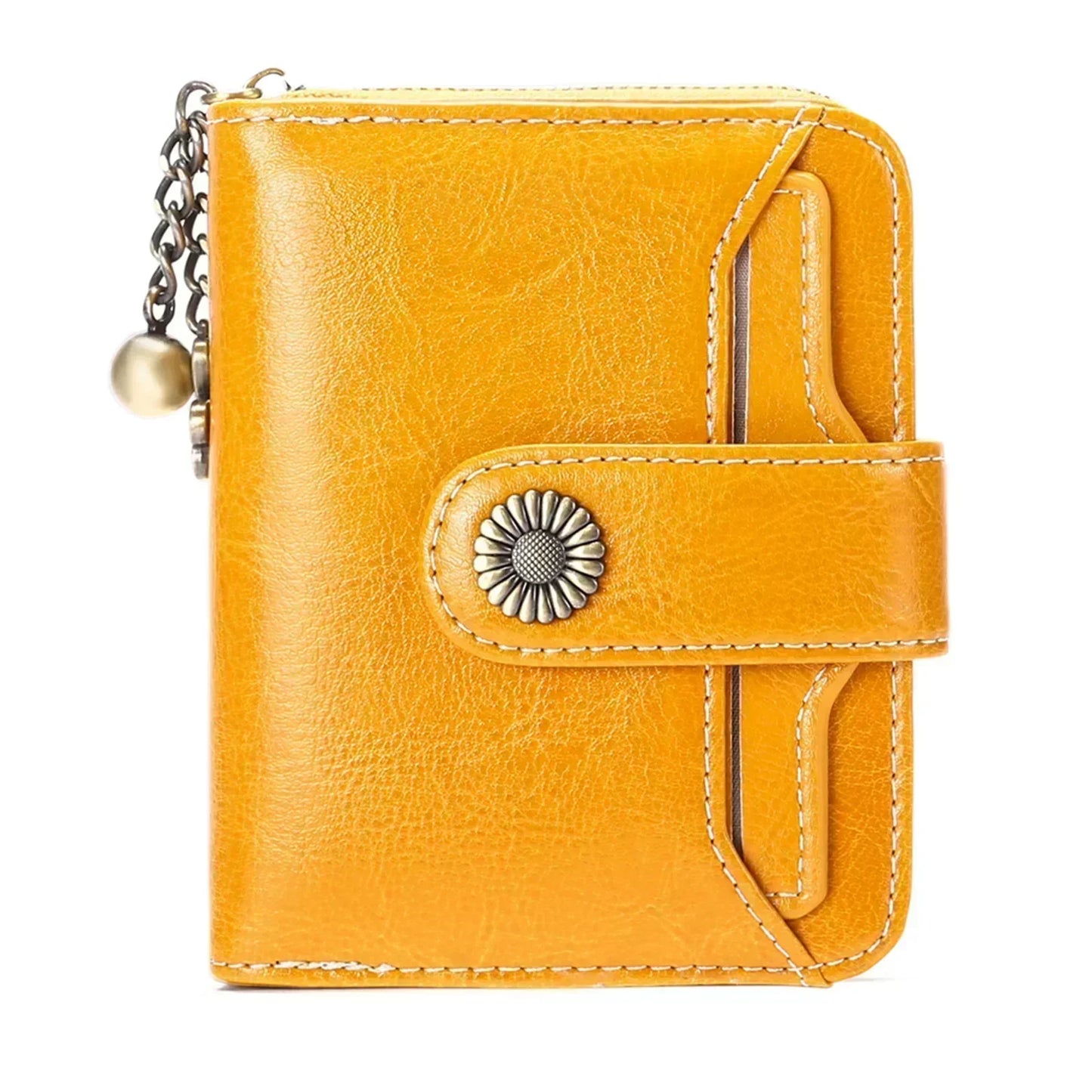 Genuine Leather Short Wallet for Women — Slim Hasp & Zipper Mini Purse, Portable Coin & Card Holder