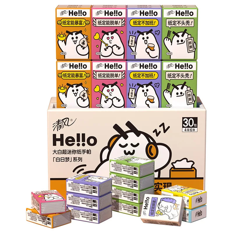 30pcs Portable Small Pack Paper Towels | Facial Tissue Napkins for Travel & Desktop Cleaning