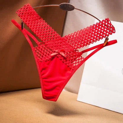 Women’s Ice Silk Thong Panties - Low Waist Cross-Cut Sexy Lingerie