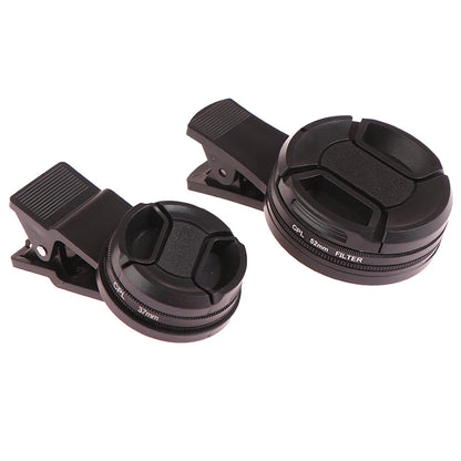 37/52MM CPL Circular Polarizer Filter — Universal Black Camera & Phone Clip-On Lens Accessory for Wide-Angle Photography