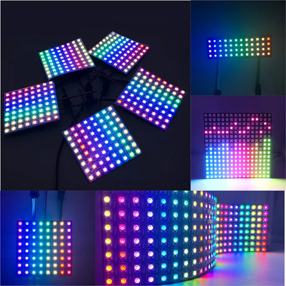 WS2812B RGB LED Pixel Display – 4x12, 8x8, 16x16, 8x32 Individually Addressable, Flexible Programmable 5V Screen