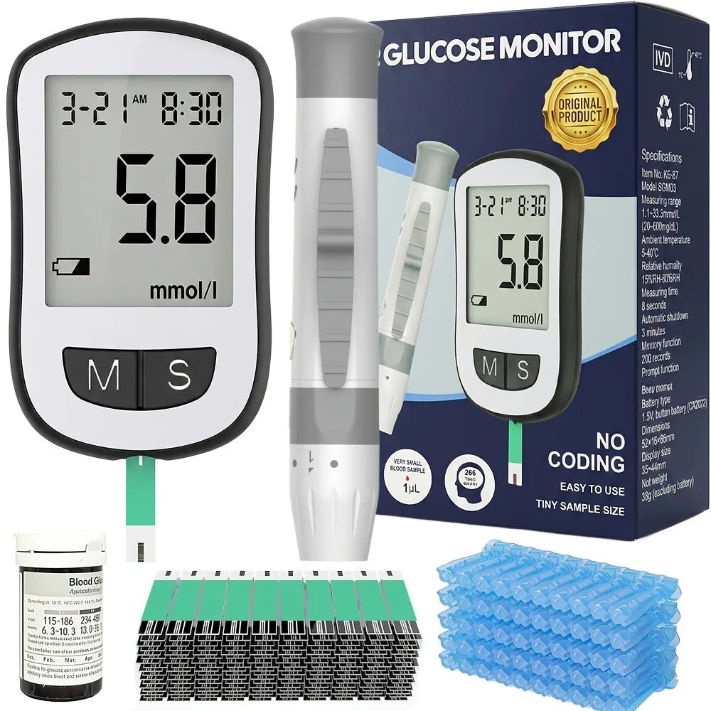 VivaChek Digital Blood Glucose Meter Kit - 5-Second Blood Sugar Testing with 50 Test Strips, Lancets and 5 Testing Modes