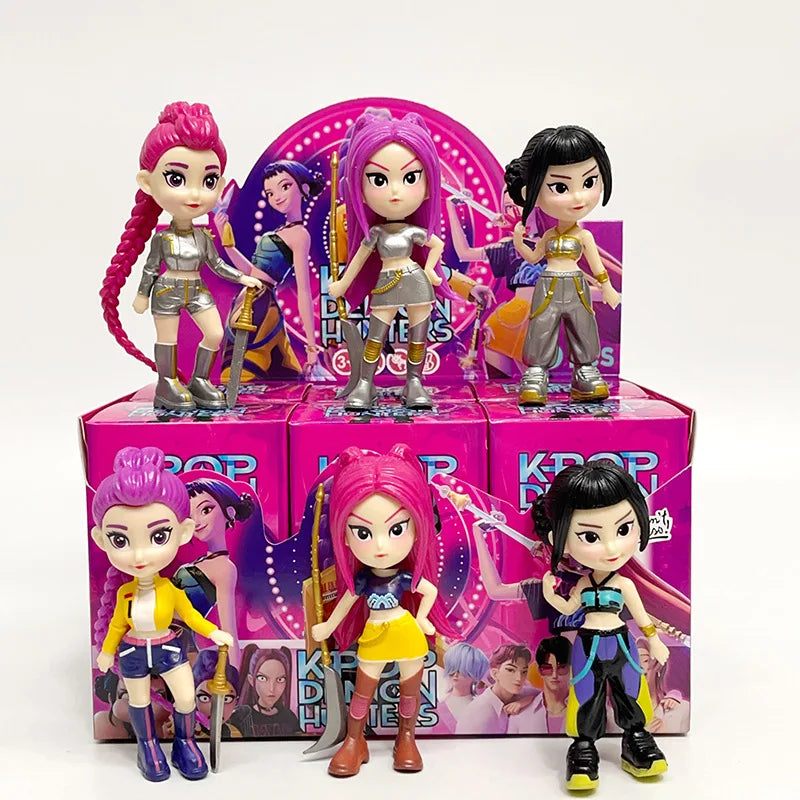 6PCS Kpop Demon Hunters PVC Figure Set – Cartoon Gaming Desk Decoration Collectible Toy for Kids