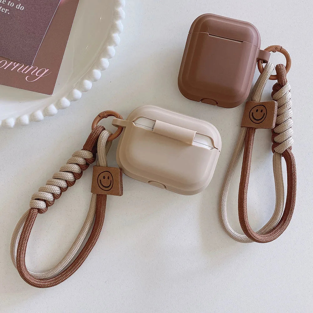 Caramel Soft Silicone Earphone Case with Bracelet — Fall Prevention Cover for AirPods 2, 3, Pro 2 Bluetooth Charging Box