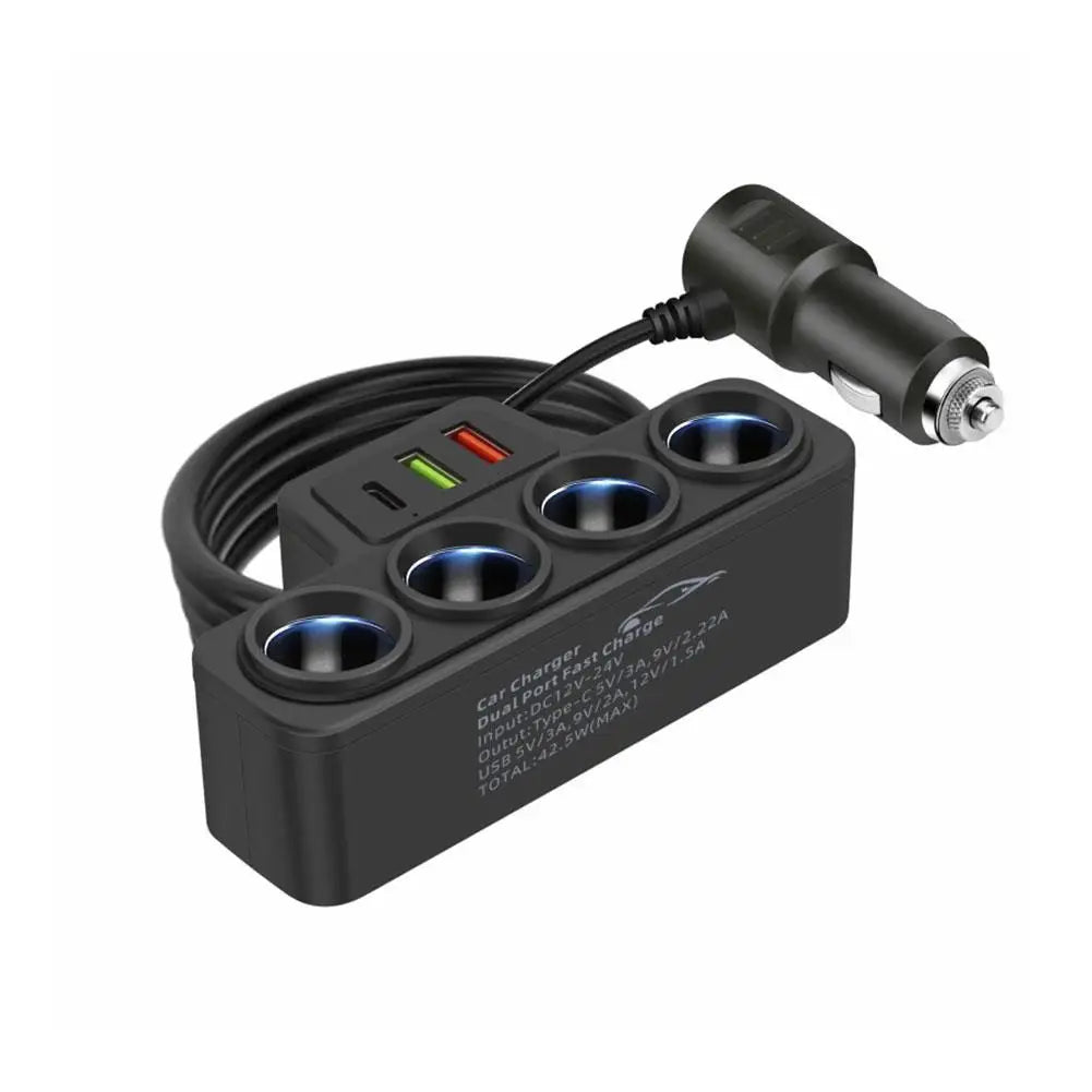 PD QC3.0 Dual USB Car Charger - 120W 12V/24V Cigarette Lighter Splitter for Phone, DVR and Dashcam