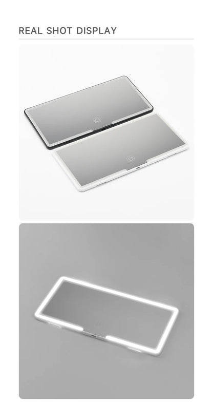 LED HD Makeup Mirror for Car – Rechargeable Sun Visor Plate with Fill Light, Universal Thin Vanity Mirror for Girls & Women