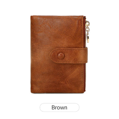 Minimalist Women’s Wallet – Short Three-Layer Large Capacity Double Zipper Card & Money Holder