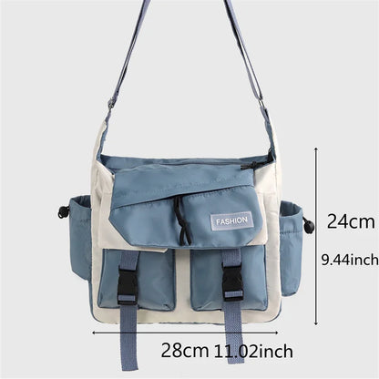 Preppy Nylon Crossbody Bag - Casual Messenger Shoulder Bag for Men Women Teens Travel School Commuter Daily Use