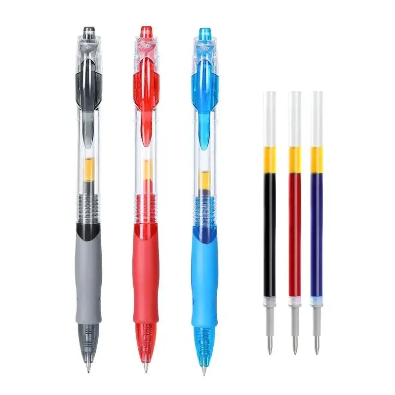 13/30pcs Retractable Gel Pen Set – Black, Red, Blue Ink Ballpoint Pens for Writing, Office, and School Stationery Supplies