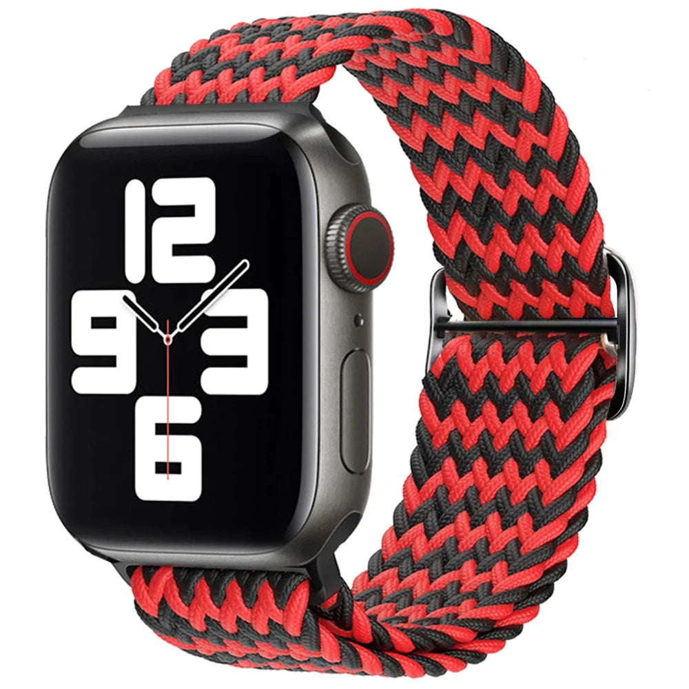 Braided Solo Loop Apple Watch Ultra Band – Elastic Nylon Adjustable Strap for iWatch SE, Series 3–9 (38mm–49mm) Bracelet Band