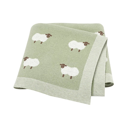 Baby Cotton Knitted Blanket 90x70cm – Newborn Swaddle Wrap for Boys & Girls, Stroller & Nursery Cuddle Quilt