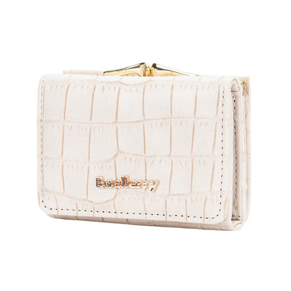 Baellerry Short Women’s Wallet — Crocodile Pattern Coin & Card Holder with Photo Slots, Hasp Purse for Girls
