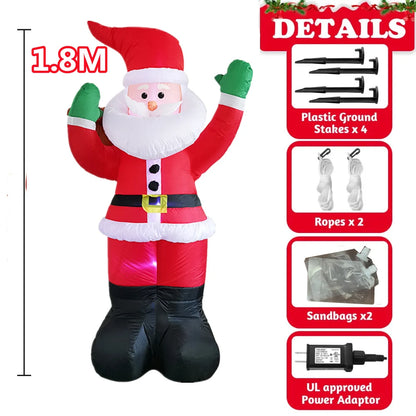 Inflatable Christmas Decorations – Tree, Snowman, Santa, Bear & Gingerbread Man with Built-in LED for Outdoor Garden & Party Decor